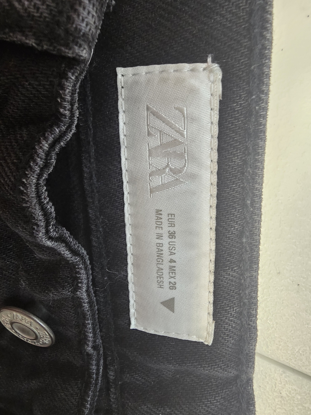 Zara Black Jeans Shorts with Silver Label Detail